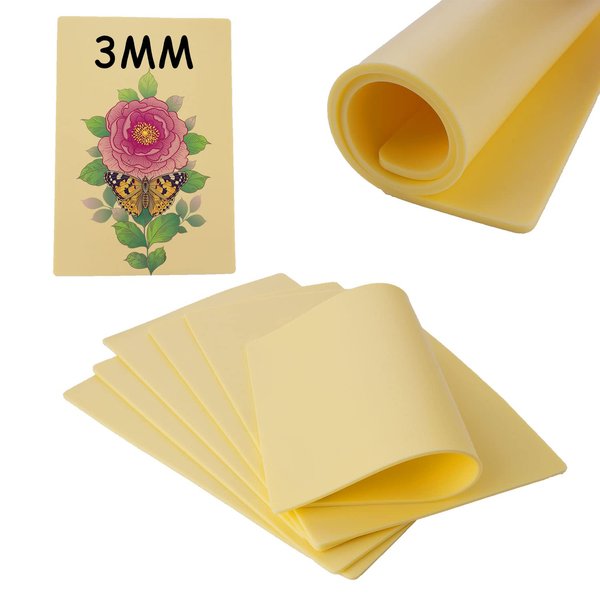 3mm Tattoo Practice Skin, 5 Pcs 12x8" 3mm Thick Silicone Fake Skin Blank Double Sides Soft Skin, Tattooing Microblading Eyebrow Lip Practice Sheet for Beginners and Artists (5Pcs I 3mm)
