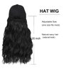Yunkang Baseball Cap Wig Natural Wave Hair Extensions With Hat Heat Resistant Synthetic Adjustable Wig Black cap wigs for Women Girls (B-1B)
