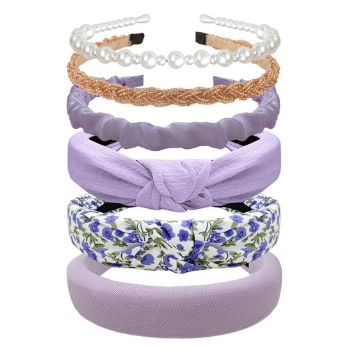 LifeDawn 6Pcs Headbands for Women, Knotted Headbands Pearl Head Bands Padded Headband Cute Hairba...