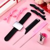 14-Piece Hair Braiding Set: 2 Magnetic Wristbands, 4 Parting Combs, 8 Wide-Tooth Sectioning Clips (Black, Pink)