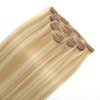 Clip in Hair Extensions Real Human Hair 7pcs 120g Straight Hair Extensions 18 Inch Light Blonde Highlighted Golden Blonde Clip in Human Hair Extensions Thick Remy Extensions Straight