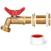 WADEO Rain Barrel Spigot, Brass Rain Barrel Quarter Turn Ball Valve Spigot with Bulkhead Fitting-Red