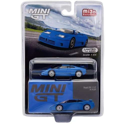 True Scale Miniatures Model Car Compatible with Bugatti EB110 GT Blu Bugatti 1/64 Diecast Model Car Mini GT MGT00644