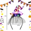 Outyua Light up Halloween Headband Led Witch Hat Headbands Purple Witch Hats Witches Hats for Women