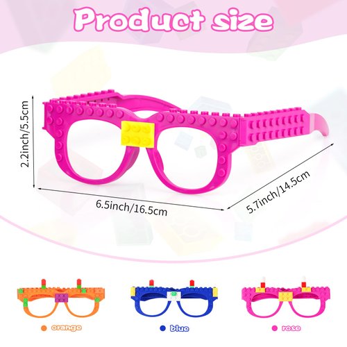 Hooqict 9 Pcs DIY Building Blocks Glasses Building Bricks Party Supplies for Kids Creative Building Block Birthday Party Favors, Carnival Party Glasses Decorations