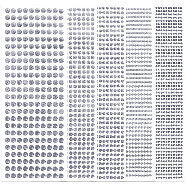 3555PCS Rhinestone Stickers for Crafts, Self Adhesive Gem Stickers 3/4/5/6/8 MM Face Jewels Stick on Bling Pearls for Face Eye Nail Hair Body Makeup Crafts DIY Scrapbooking Embellishments (White)