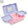 Caboodles Pretty in Petite Makeup Box, Two-Tone Periwinkle on Pink, Hard Plastic Organizer Box, 2 Swivel Trays, Fashion Mirror, Secure Latch for Safe Travel