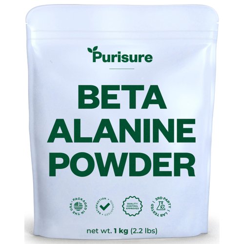 Purisure Beta Alanine Powder 1kg, Pure Beta Alanine Pre-Workout Supplement for Sustained Energy, Beta Alanine Pre Workout Powder for Men and Women, Alanine Supplement for Endurance, 1,334 Servings