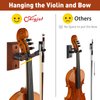 SNIGJAT Violin Wall Mount 2 Pack, Hardwood Violin Hanger Wall Mount with Bow Holder, Violin Wall Hook Vertical Display, Violin Wall Stand Fits 4/4, 3/4, 1/2, 1/4 Violin for Home & Studio