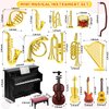 Dollhouse Musical Instruments, Miniature Violin Guitar Piano Drum Trumpet Mini Figurine Ornament for Mini House Musical Room Furnishin