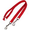 15" Nylon 2-Way Double Dog Leash - Two Dog Coupler Red 3 Sizes (Small: 5/16" Wide)