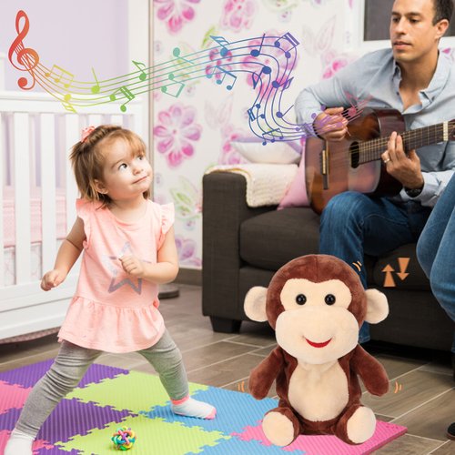 Easfan Talking Monkey Repeat What You Say Electric Nodding Plush Funny Interactive Speaking Toys Buddy Birthday Gifts for Kids Toddlers Brown,7"
