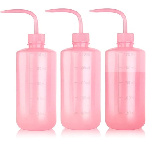 Melphoe Tattoo Wash Bottle Squeeze 3Pcs 500ml Squirt Bottle Succulent Watering Can, Safety Rinse Bottle, Plastic Squeeze Medical Lab Washing Bottle, Tattoo Supplies, Lash Water Bottle Squeezer, Pink