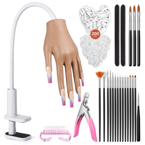 Wilfniee Practice Hand for Acrylic Nails: Nail Tips Won't Fall off From Fake Nail Practice Hand - Flexible Nail Mannequin Hand Practice for Beginners