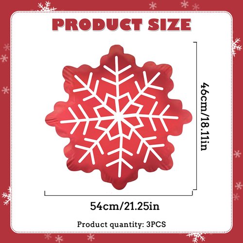 Snowflake Balloons, 3Pcs 21 Inch Christmas Snowflake Foil Balloons for Xmas Harvest Christmas Party Birthday Party Supplies Decorations (Snowflake)