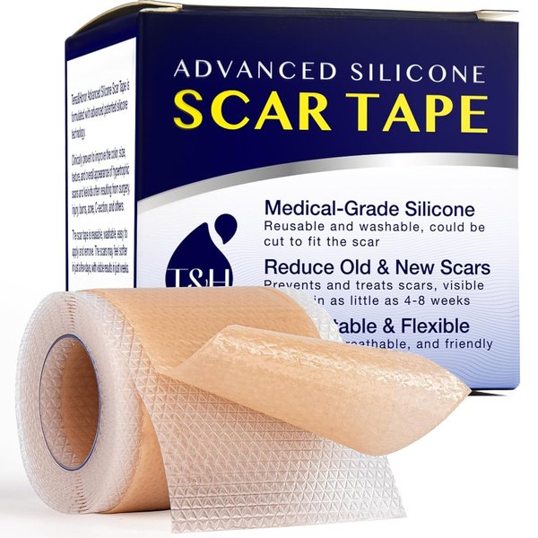 Silicone Scar Tape for Surgical Scars: Advanced Silicone Scar Sheets - Reduces The Appearance of Scars from C-Section, Surgery, Burns, Keloid and Stitches - Made with Silicon and Collagen 4 x 150cm