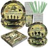 Army Birthday Party Supplies Decorations, Camo Theme Birthday Paper Plates and Napkins Set with Cups and Straws for 24 Guests, 120 Pcs Disposable Party Dessert Dinnerwares
