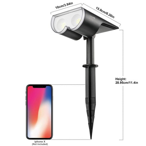 Consciot Solar Spot Lights Outdoor, Halloween Decorations 16 LEDs IP67 Waterproof Color Changing Solar Outdoor Lights, 8 Colors, 2-in-1 Adjustable Wall Lights for Garden Yard Pathway, 2 Pack(RGB)