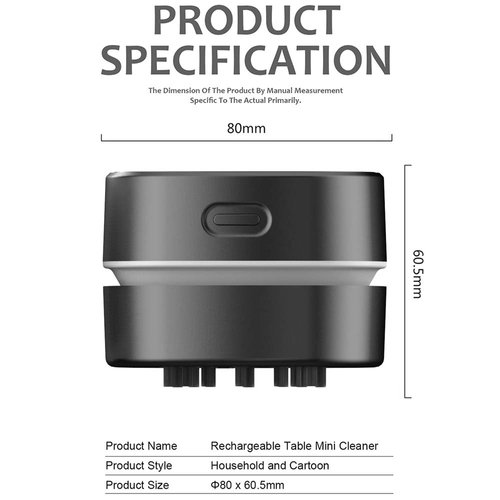 ODISTAR Desktop Vacuum Cleaner,Mini Table dust Sweeper Energy Saving,High Endurance up to 400 mins,Cordless&360º Rotatable Design for Cleaning Hairs,Crumbs,Computer Keyboard of Gifts for Kids (Black)