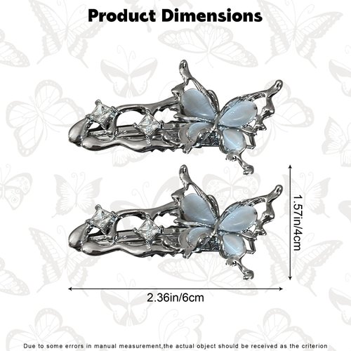 Metal Butterfly Hairpin Liquid Metal Hair Barrettes Hair Clips Bangs Hair Clip Silver Alligator Hair Clips Duck Bill Clips Barrettes Flat Clips for Hair for Women Girls