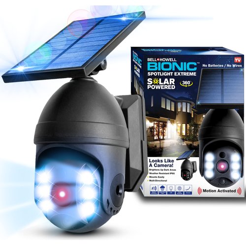 Bell+Howell Bionic Spotlight Extreme 360 - Solar Powered Outdoor Lights, Rain and Snow Resistant, Wireless w/Motion Sensor Outdoor for Yard, Garage, Lawn, Patio and Garden As Seen On TV