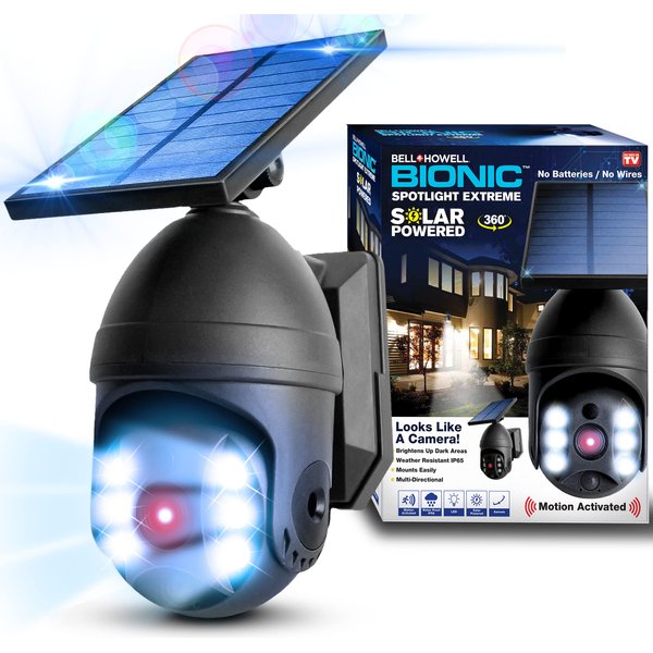 Bell+Howell Bionic Spotlight Extreme 360 - Solar Powered Outdoor Lights, Rain and Snow Resistant, Wireless w/Motion Sensor Outdoor for Yard, Garage, Lawn, Patio and Garden As Seen On TV