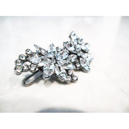 Generic Small silver crystal hair clip barrette bridal clip bridal barrette