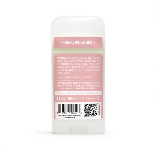 HUMBLE BRANDS Original Formula Aluminum-free Deodorant. Long Lasting Odor Control with Baking Soda and Essential Oils, Moroccan Rose, Pack of 1