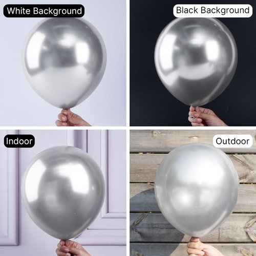 PartyWoo Metallic Silver Balloons, 101 pcs 12 Inch Silver Metallic Balloons, Silver Balloons for Balloon Garland or Arch as Wedding Decorations, Birthday Decorations, Party Decorations, Silver-G102