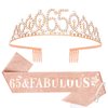 Rose Gold 65th Birthday Sash and Tiara for Women, 65th Birthday Gifts for Women, 75th Birthday Sash and Crown Set, 65th Birthday, Womens 65th Birthday Gifts