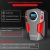 Tire Inflator Portable Air Compressor Car Tire Pump with 3 Nozzle Adaptors and Digital LED Light DC 12V Electric Car Air Pump for Car Tires and Other Inflatables Red