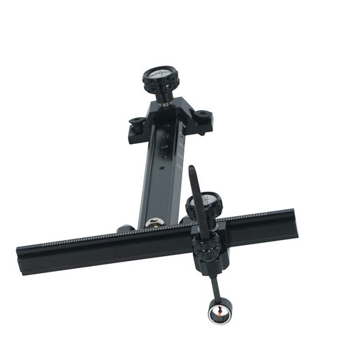 Archery Recurve Bow CNC Target Sight T Shape Adjustable with Ring and Single Fiber Optical Pin Sight Aluminum Detachable for Compound Competition Olympic Style Hunting Practice Range RH or LH (Black)