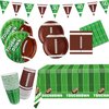 Football Party Supplies - 98pcs Football Themed Party Decorations Including Plates, Napkins, Cups, Banner and Touchdown Tablecloth for Football Birthday Party Decorations, 24 Guests