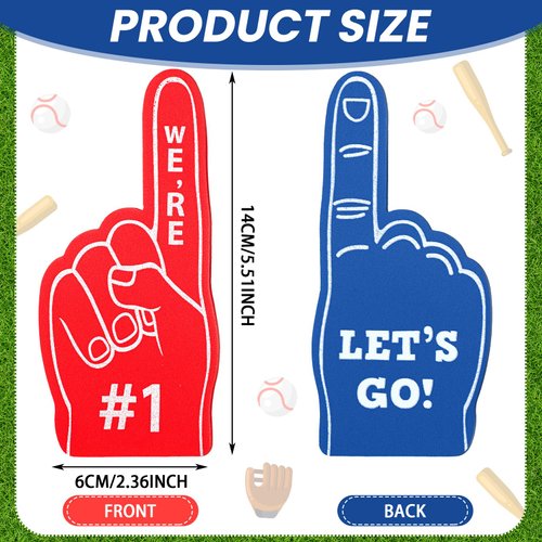 Sinmoe 100 Pcs Mini Foam Finger #1 Sports Fan Foam Finger Sport Party Favors Basketball Football Baseball Soccer Team Cheerleader Gifts for Sporting Events Games Birthday Party Supplies