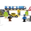 Battery Operated Wooden Train Track Set Toy High Speed for Toddlers 3 4 5 Years Old Boys Kids Magnetic Couplings City Vehicle with Figures