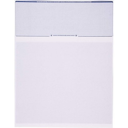 CheckOMatic Computer Check Paper - 100 Pack - Top Blank Stock Checks - Security Features & Laser Printer Compatible - Blue Diamond