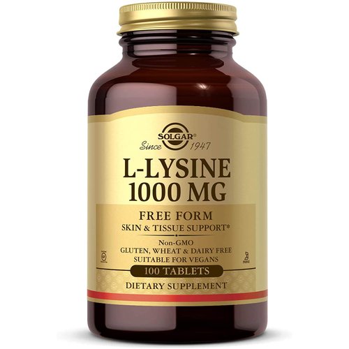 Solgar L-Lysine 1000 mg, 100 Tablets - Enhanced Absorption and Assimilation - Promotes Integrity of Skin and Lips - Collagen Support - Amino Acids - Non GMO, Vegan, Gluten Free - 100 Servings