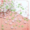 RODAKY 300PCS Flower Nail Charms Pink 3D Roses Flower Charms for Nail Design Green Leaf Nail Art Stud Flatback White Pearl Beads Mixed Size Resin Charms for Manicure DIY Nail Decoration