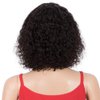 Spotlight Short Kinky Curly Wigs 10 inch Bob Loose Wave Human Hair Wigs for Women Brazilian Virgin Human Hair Wigs with Bangs 180% Density Natural Looking (Natural Black, 1B)