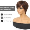 XC CLOUDS Pixie Cut Wigs For Black Women Wear And Go Human Hair Wigs Short Brown Wig With Bangs Layered Wavy Style Wigs With Bangs Full Machine Made Wigs (Brown)