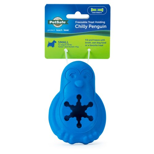 PetSafe Chilly Penguin, Freezable Dog Toy for Small Dogs, Fill and Freeze, Frozen Dog Toy to Fill with Treats, French Vanilla Scented, Interactive Pet Puzzle for Boredom or Separation Anxiety, Small