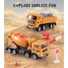 Construction Toy Trucks for Todder Boys, Vehicles Set of Dump Truck, Cement Mixer & Accessories, Ideal Birthday Toddler Car Toys Christmas Stocking Stuffer Gift 3 4 5 Year Old Toddler Boy Children