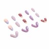 Foccna Butterfly Press on Nails Medium, Amlond Fake Nails Acrylic False Pink Nails,Artificial Nails for Women and Girls 24 pcs 