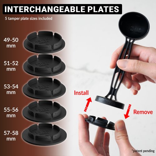 Koffee Zen Espresso Scoop with Tamper, 5 Espresso Tamper Sizes Included (49mm - 58mm), Coffee Scoop Measuring Spoon (1 & 2 tbsp), Replacement Tamper for Espresso Machine Delonghi, Breville, & Others