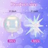 6Pcs 4D Iridescent Sphere Balloons 22 Inch Holographic Balloons for Birthday Party, Rainbow Mermaid Party Decoration Balloon, Summer Holiday Pink Party Balloons for Girls