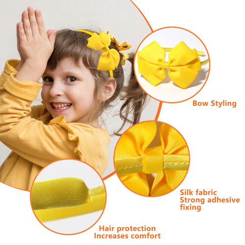 Totelux Bow Headband for Girls Grosgrain Ribbon Hair Band Big Bow Tie Hair Hoop Yellow Hair Accessories for Women Birthday Wedding Party Supplies