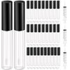 KPX 30 Pcs lip Gloss Tube Containers Bulk Wand 10ml Empty Clear Pink Lip Oil Tubes Refillable Lip Balm Bottles with Rubber Insert for DIY Makeup Such as Lip Samples, Homemade Lip Balm(Black)