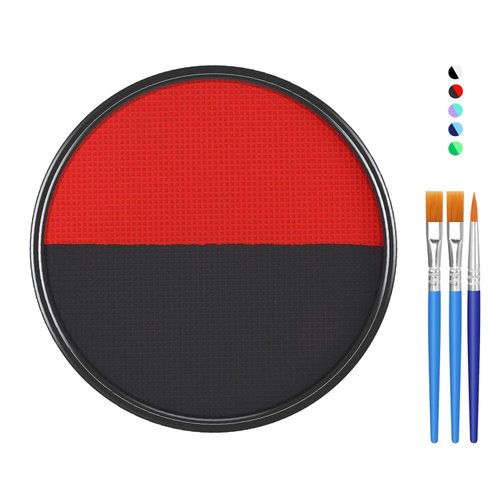 FREEORR Black Red Face Body Paint Makeup Foundation 30 g, Water Activated Cream to Powder Face Body Paint Makeup for Halloween Costume Cosplay Theater Stage Dress-Up Makeup, Matte Finish, Non Toxic