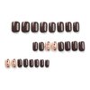 Fall Press on Nails Short Square Fake Nails Thanksgiving False Nails with Brown Gold Glitter Designs Brown Glue on Nails Autumn Stick on Nails Cute Acrylic Nails Full Cover Glossy Nude Artificial Nail