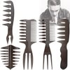 Noverlife 5PCS Men's Pompadour Hairstyling Combs, Professional Wide Teeth Texture Comb for Slicked Back Hairstyle, Retro Oil Head Hair Brushes for Barber Hairdressing Hair Pick Comb